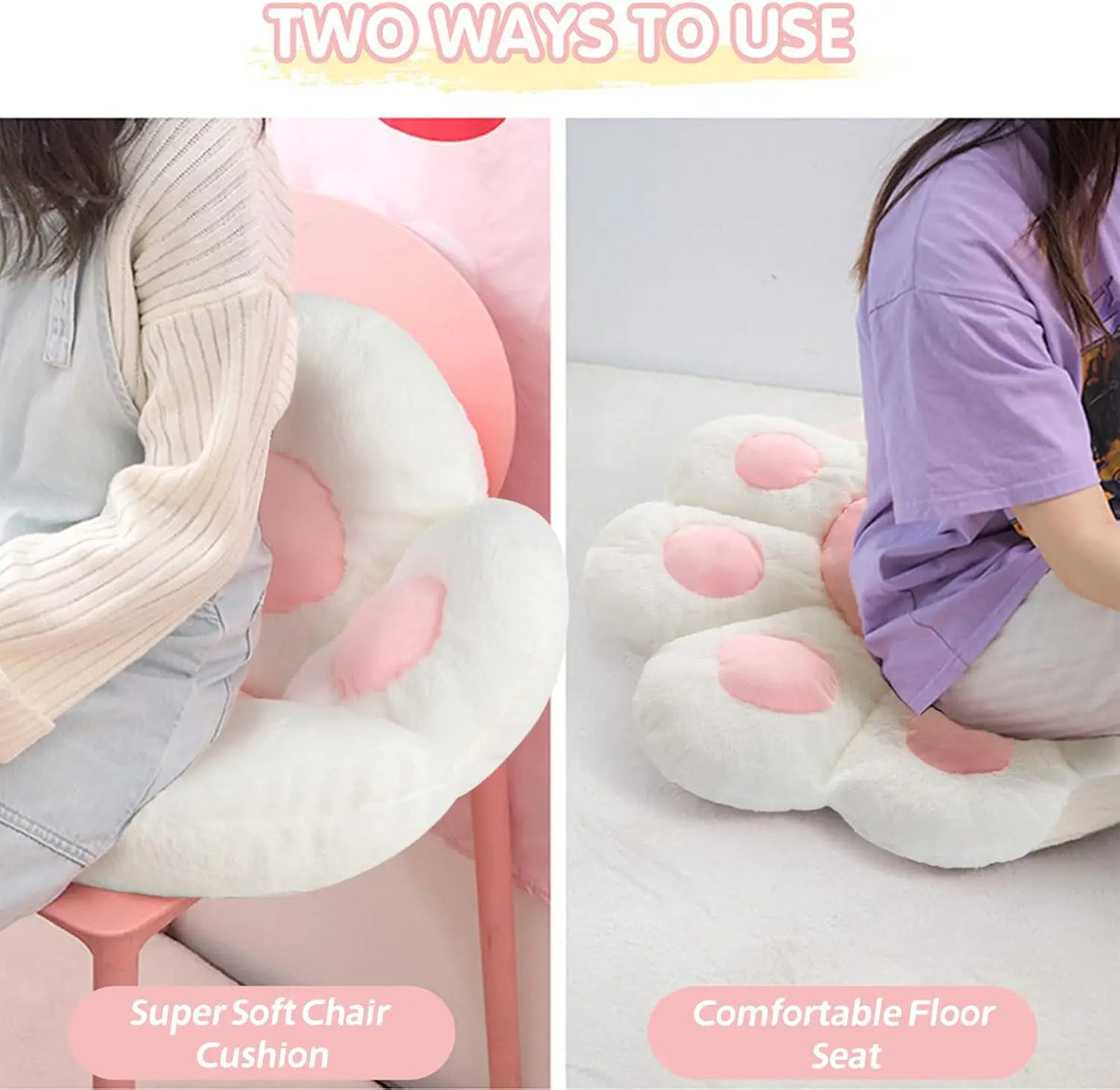 coussin chaise doux blanc rose pattes chat moelleux moderne sofa