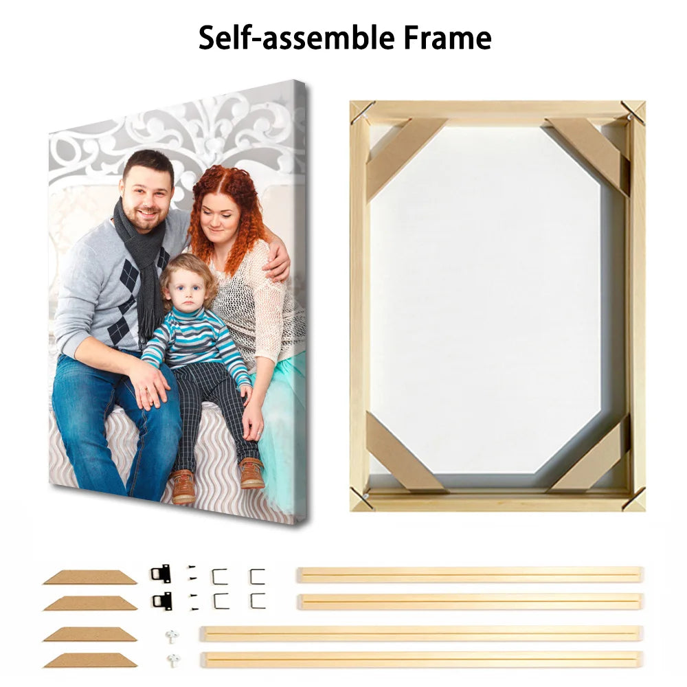 cadre photo personnalisable moderne blanc beige gris vertical horizontal floral familial toile coton
