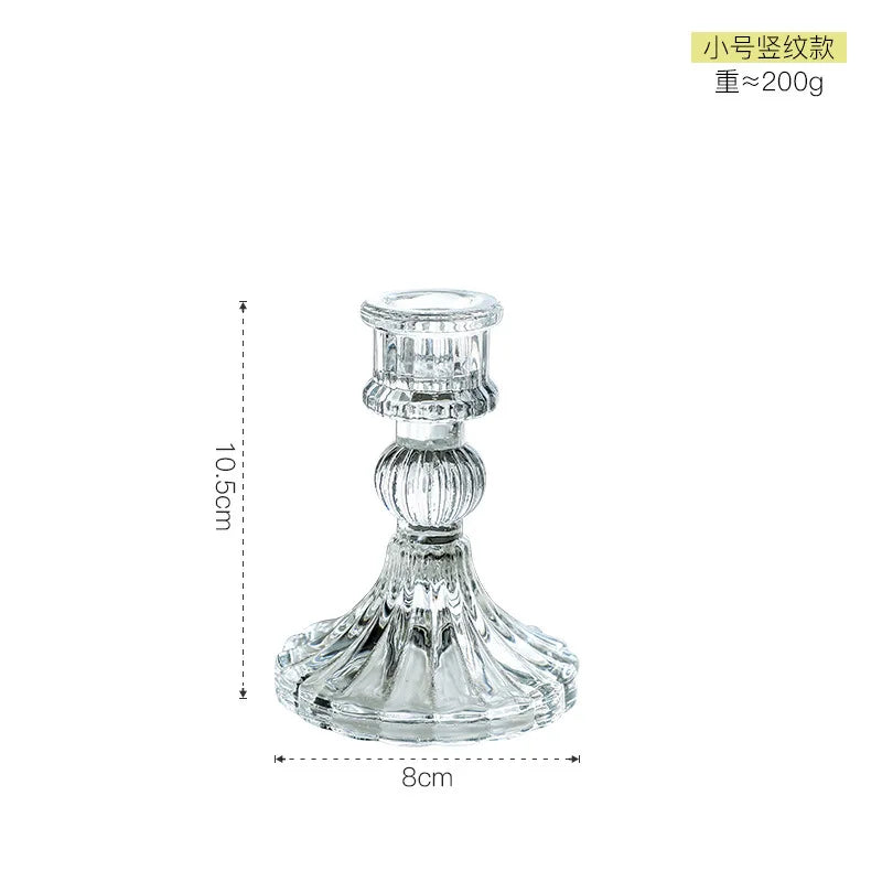 bougeoirs verre classique rose clair doré transparent mariage chandelles romantique décoration table