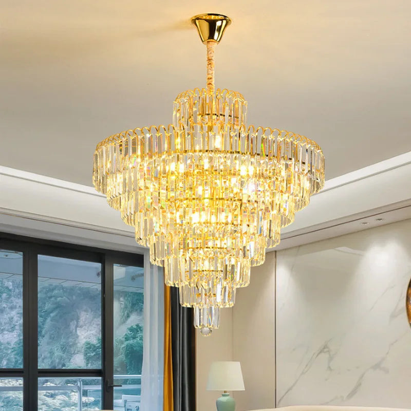 lustre moderne élégant doré cristal transparents suspension salon chambre lumières 4000K 3000K 6000K