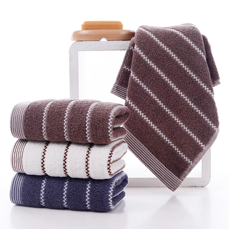 serviettes bain coton rayées gris marron classiques grandes tailles absorbantes maison
