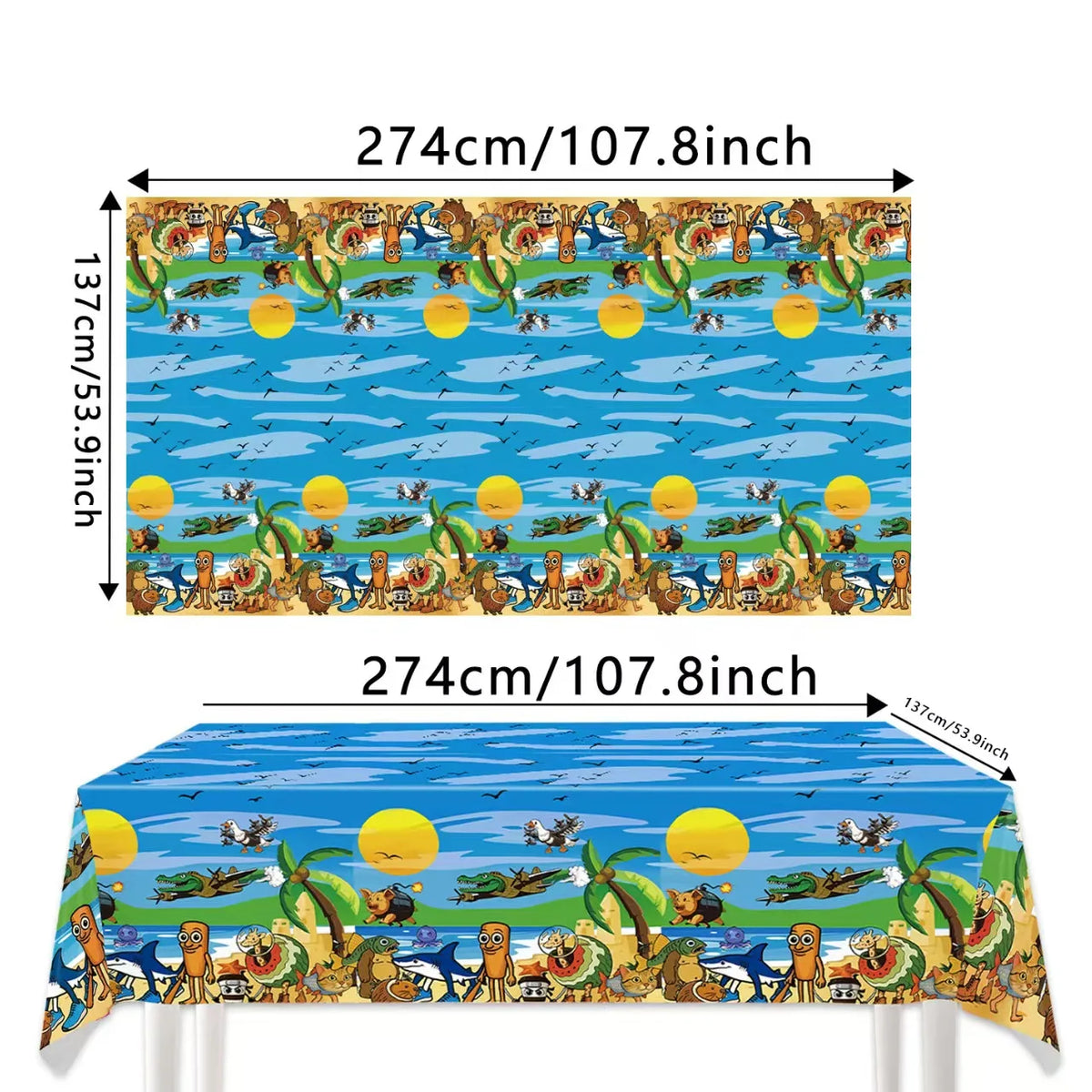 ensemble vaisselle jetable carton enfant motif requin plage dessin animé fête anniversaire bleu orange