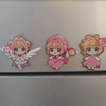 aimant mignon dessin animé personnages magiques orange rose blanc vert rouge gris fantaisie maison