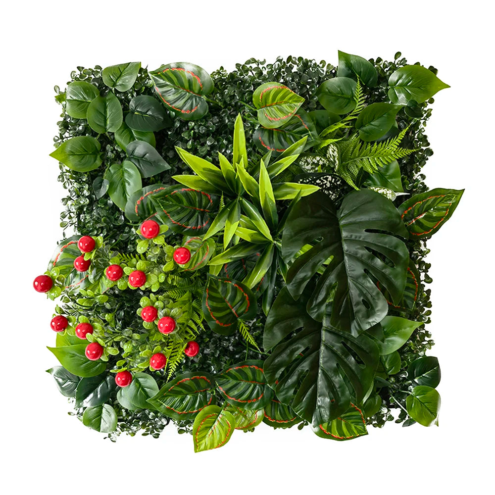 plantes artificielles herbe feuilles vertes rouge naturel decoration exterieur accrochable variées veines rouges