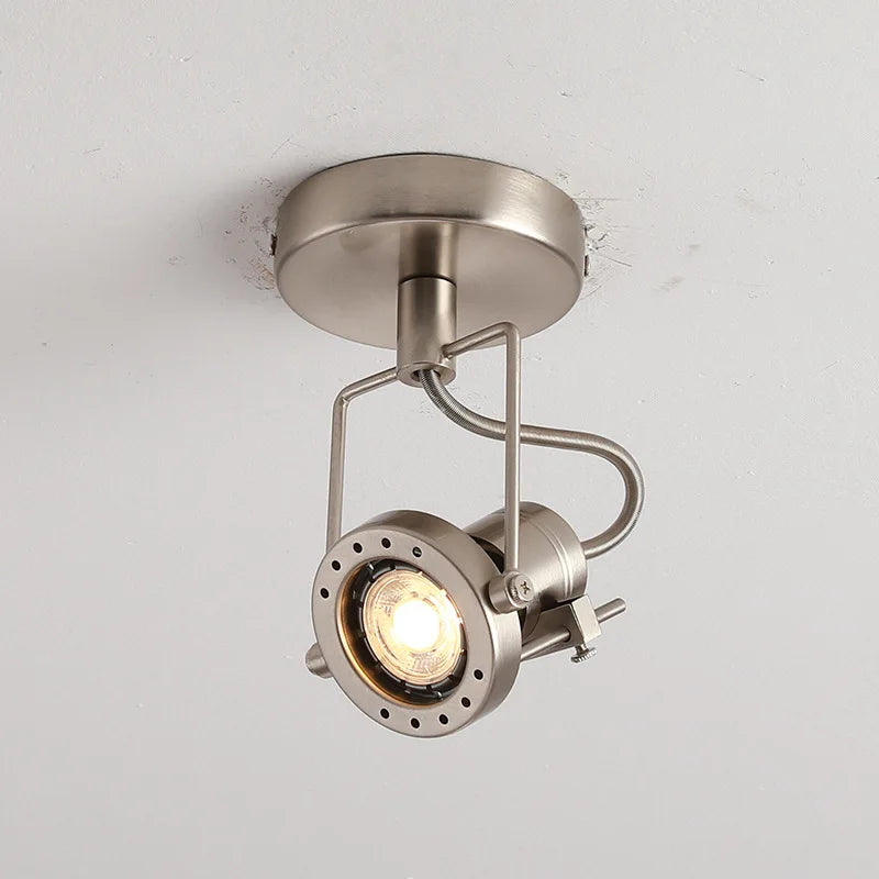 projecteur industrial vintage flexible metal plafonnier réglable moderne argenté lumière rail électrique
