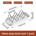 porte savon blanc moderne plat lisse egouttoir rangement eponge cuisine durable nettoyable organiser