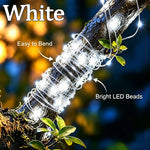 guirlande lumineuse solaire flexible 100 led multicolore ip65 imperméableextérieur jardin decoration festive