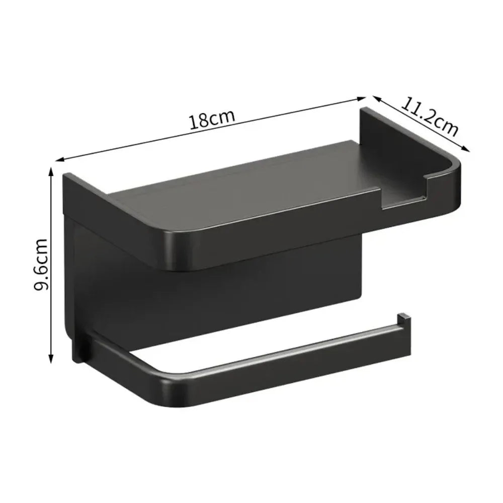 support mural moderne adhésif blanc noir gris rangement papier toilette téléphone montre serviettes