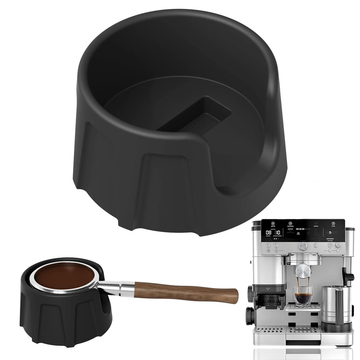 tapis silicone antidérapant espresso compactage broyage assistance préparation noir moderne fonctionnel