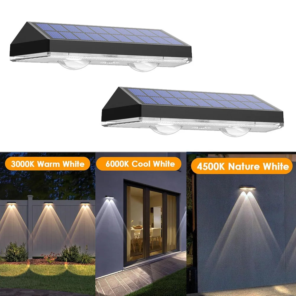 éclairage solaire led ip65 moderne applique murale autoinstallation noir bleu blanc