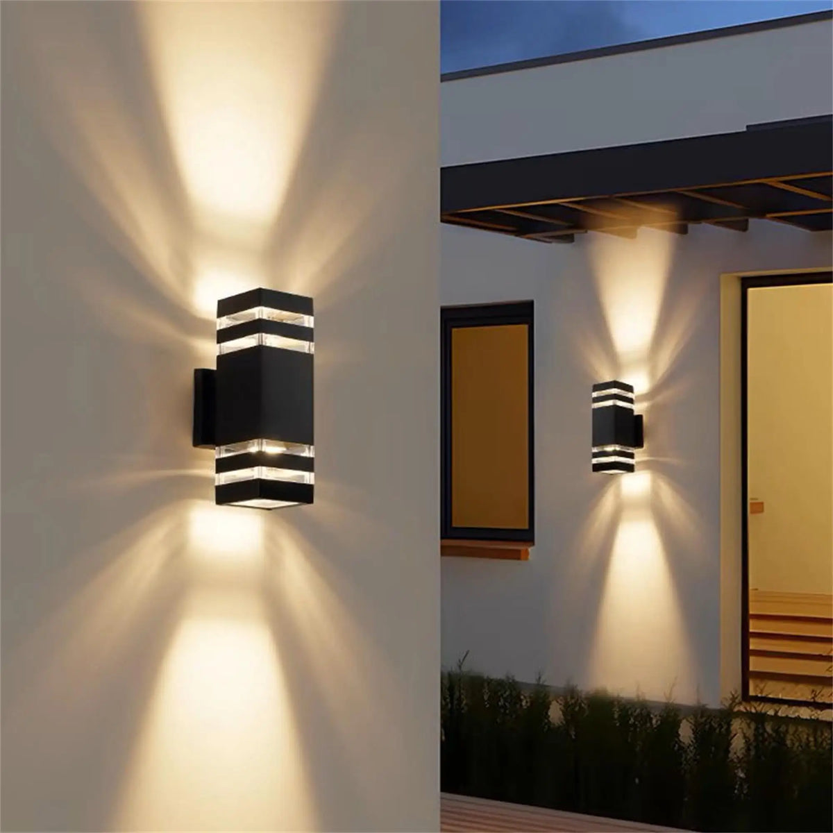 applique murale extérieure led étanche contemporaine géométrique noir blanc