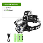 lampe frontale led noire mode chasse pêche camping 600w certification cqc ul