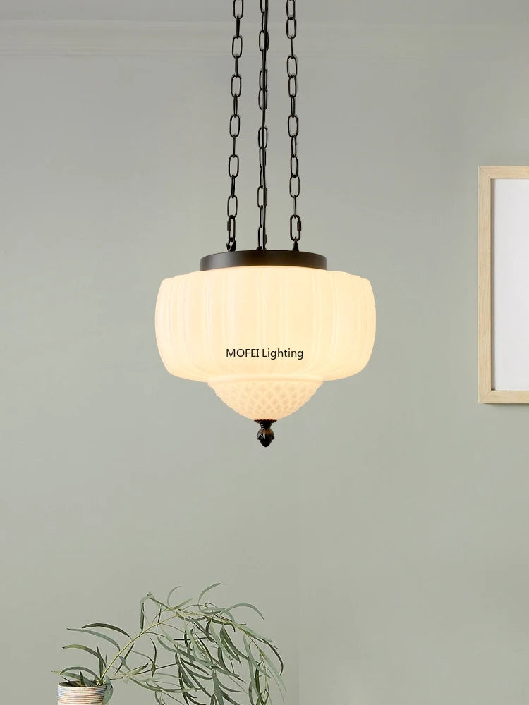 lampe suspendue moderne blanc noir texture pointillisme chaînes facile chambre salon