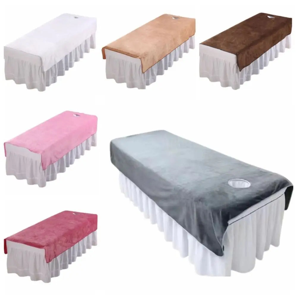 couvre lit massage velours gris blanc rose marron clair doux moderne 80x200cm 120x200cm