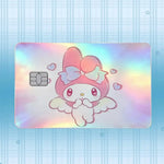 autocollant carte crédit my melody dessin animé rose violet bleu blanc