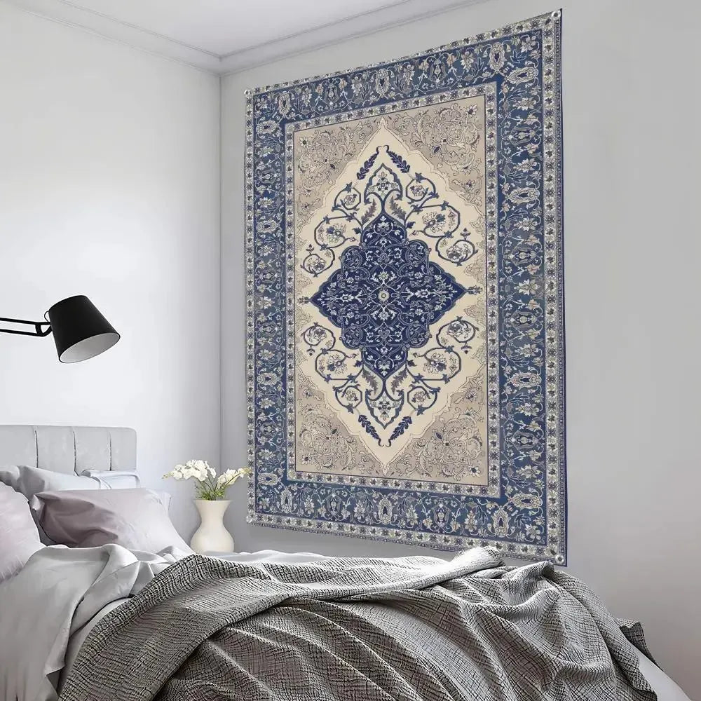 tapis suspendus ornements floraux rouge vert beige salon chambre coucher décoration classique polyester rectangle