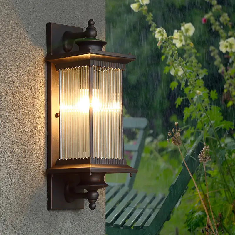 lampe murale classique marron transparente rayures verticales éclairage quotidien chinois