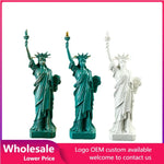 statuette statue liberté résine miniature vert turquois blanc bronze doré base inscription york usa