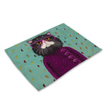 serviettes table illustration animale bleu vert moderne 30x40cm respectueux environnement