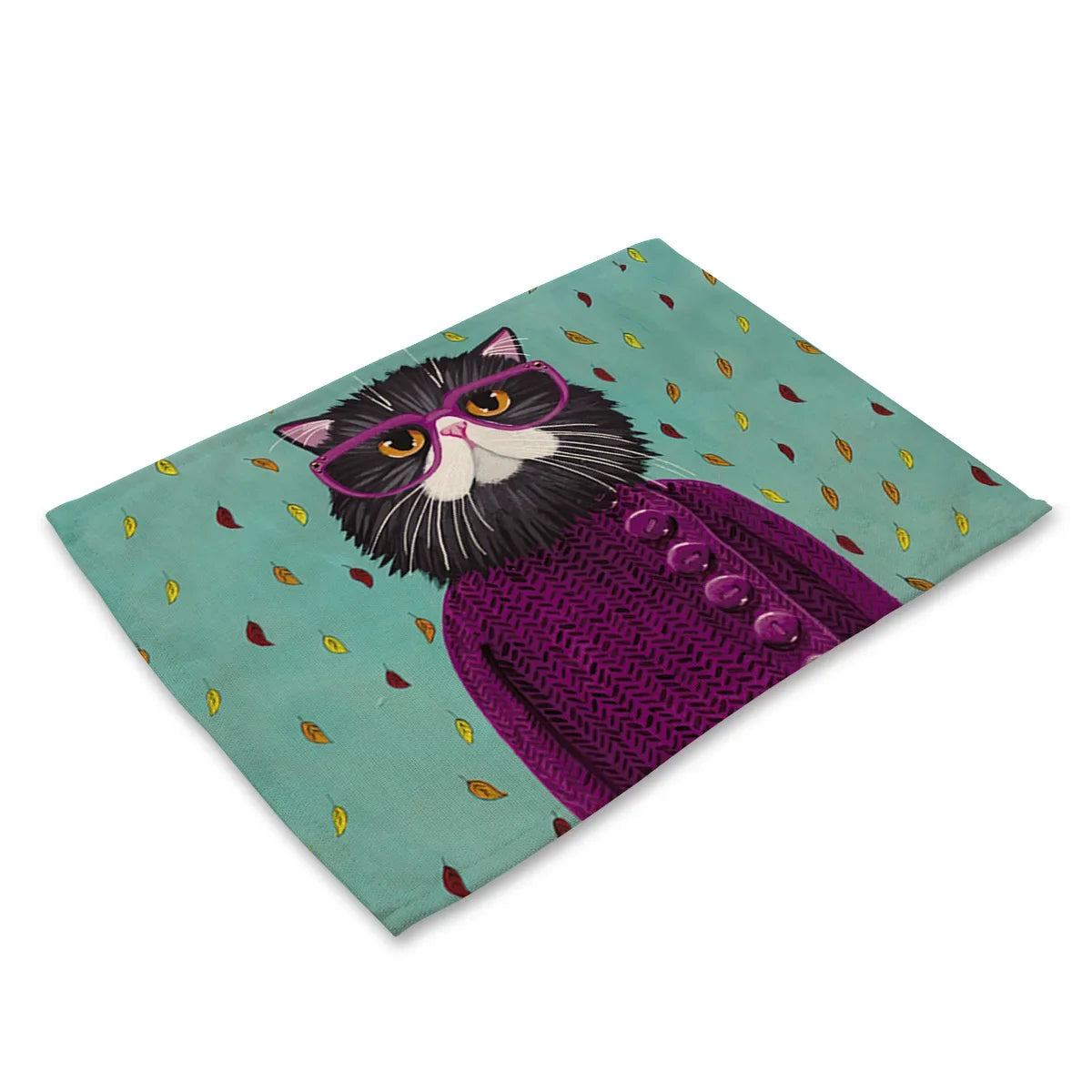 serviettes table illustration animale bleu vert moderne 30x40cm respectueux environnement