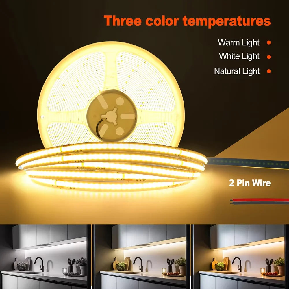 ruban led flexible jaune bleu adhésif 240 led 220v moderne haute luminuosité 3000k 4000k