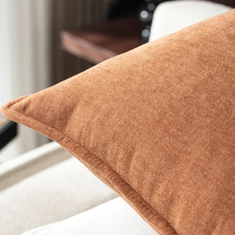 taies d'oreillers carrées velours moderne marron beige orange opaques non toxiques 100% polyester