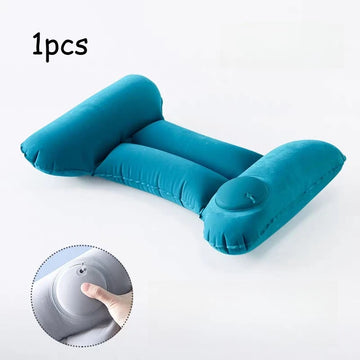 coussin d'appui lombaire gonflable bleu turquoise gris clair confortable ergonomique velours apparent portable voyage