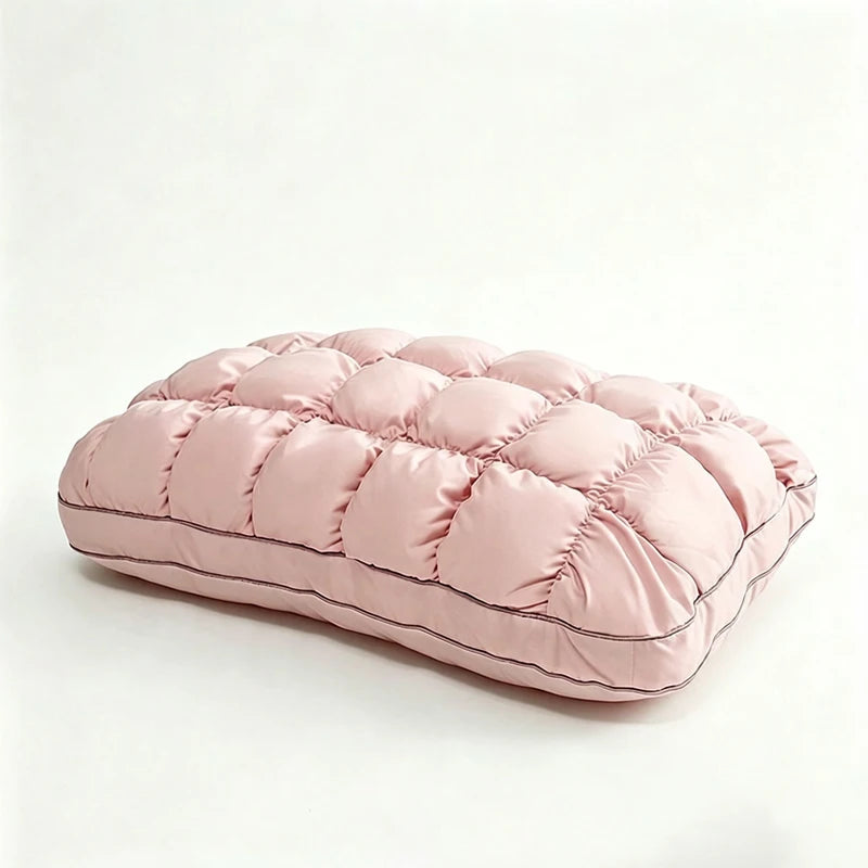 coussin puff grid doux blanc rose violet gris poignée confortable maison lit