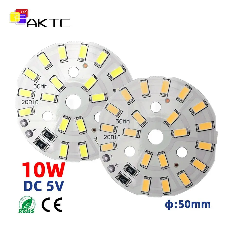 plaque led circulaire blanc diodes smd5730 5v dc 10w 6000k moderne sans fixation