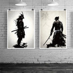 toile d'art samouraï noir blanc contemporain clips décoration intérieure affiche photo murale sans cadre