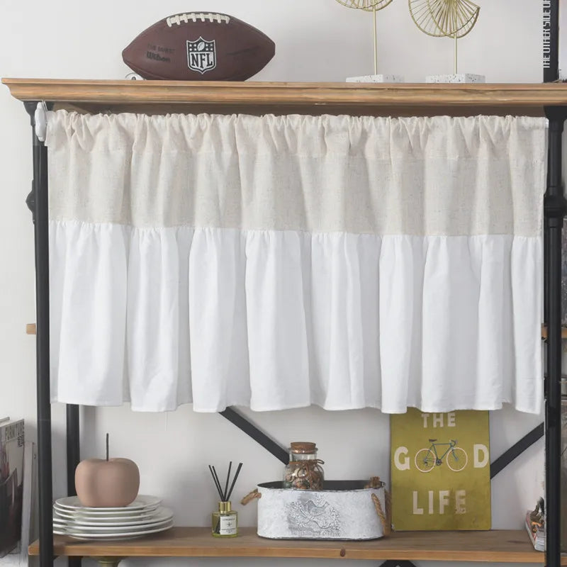 rideau cuisine beige clair classique rustique tissu lin opacité 150x45cm 150x60cm 150x94cm
