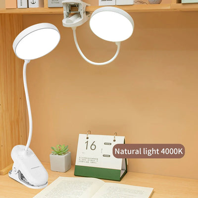 Lampe de table LED rechargeable USB beige avec pince pliante