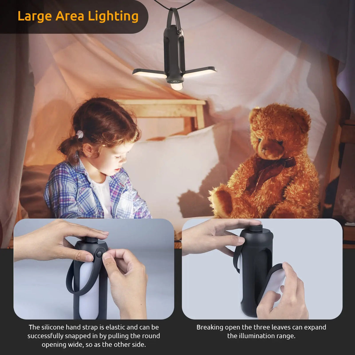lampe camping rechargeable led blanc noir annuaire suspension camping fishing travel interrupteur usb