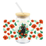 tasse verre couvercle bois ballons animaux fleurs halloween goess spooky transparent unique