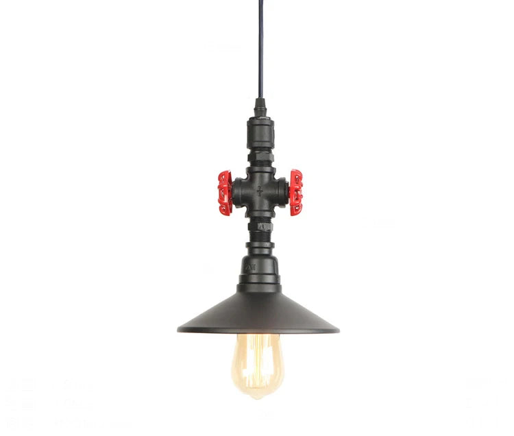 lampe suspendue industrielle vintage métal vieilli noir rouge doré câble fixe éclairage chambre salonhôtel