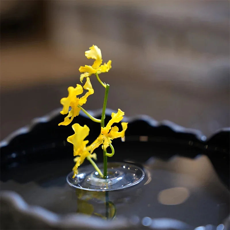 support fleurs flottant transparent moderne adhésif motifs bulles inclusion artificielle rond