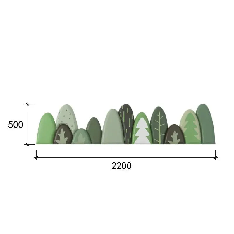 tête lit moderne motif feuilles verte gris chambre enfant décoration bois acajou ornemental intérieur