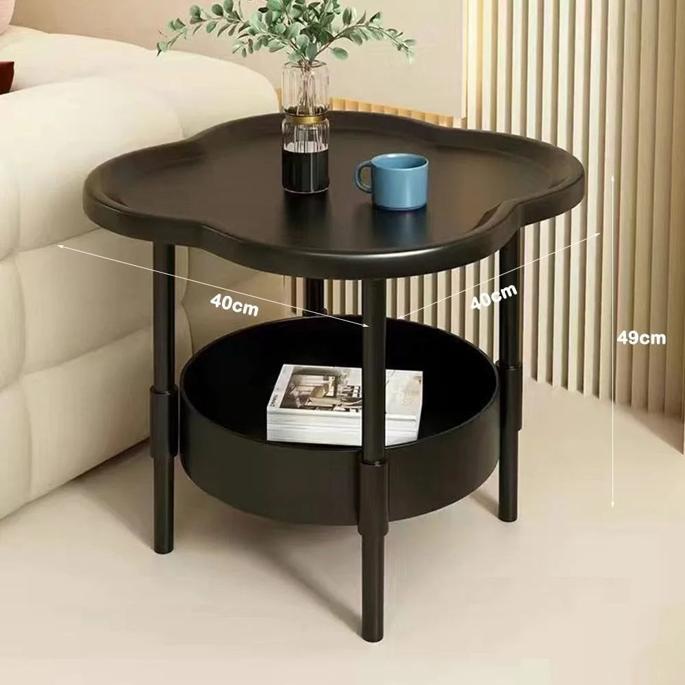 table d'appoint moderne petite table basse double couche plastique blanc vert noir minimaliste
