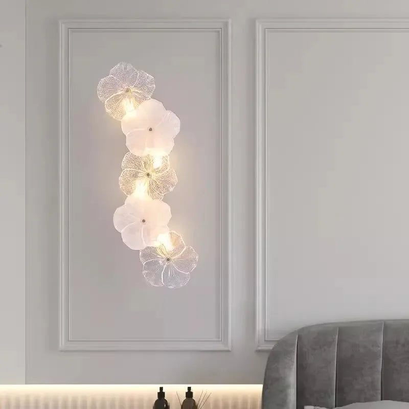 applique murale moderne fleurs relief blanc translucide élégante mur haute qualité lumière led chambre