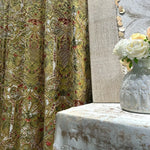 rideau opaques polyester floral classique vert olive doré rouge blanc français