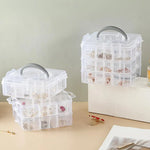 boîte rangement bijoux transparente portable niveaux compartiments ajustables poignée amovible modernes