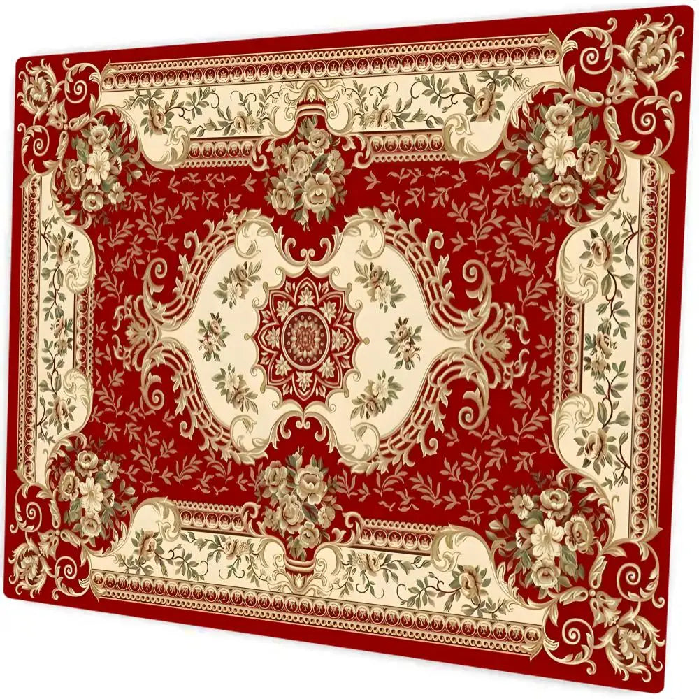 tapis souris caoutchouc rouge ornements floraux bordure ornée adhésif durable traditionnel motifs géométriques