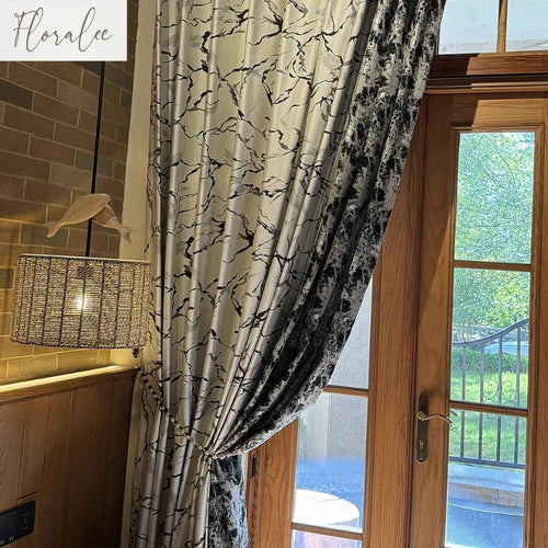 rideau moderne texture marbrée opacité blanc noir gris salon chambre maison