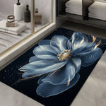 tapis salle bain bleu fleurs moderne absorbant non glissant lavable élégant respectueux environnement PVC