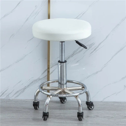 housse coussin tabouret rond velours beige moderne fixation protection siège fauteuil salon