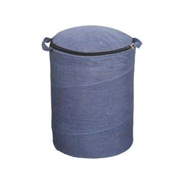 seau rangement réutilisable tissu textile métal zip rangement rapide jouets enfants tapis pliable bleu