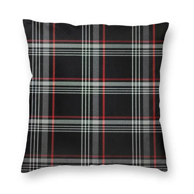 Housse de coussin tartan écossais noir 45x45 cm