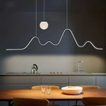 suspension moderne minimaliste luminaire vague lune forme ondulée blanc noir doré led chambre restaurant