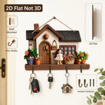 porte clés mural bois maison miniature couleurs vives plantes figurine kit