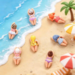 figurines résine personnes allongées peau claire vêtements colorés rayures pois léopard cartoon bijoux diy